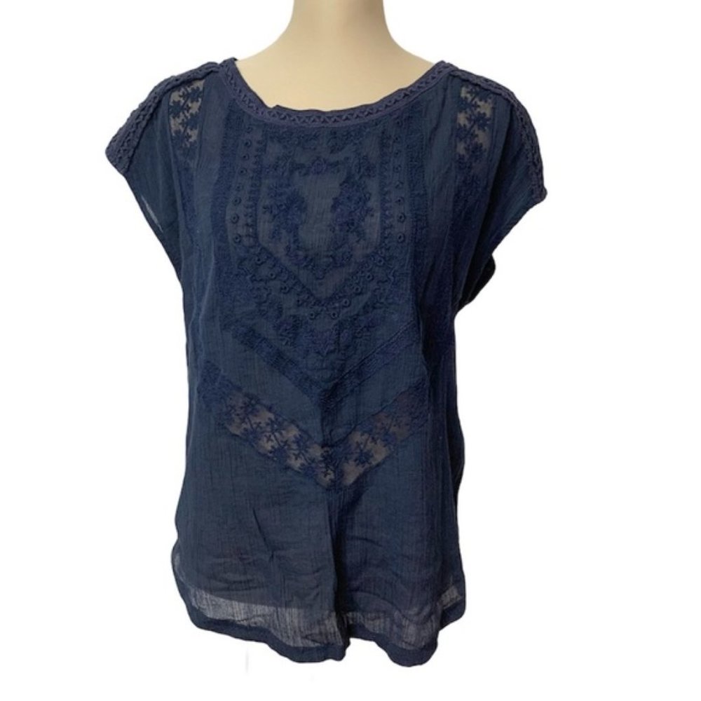 Lucky Brand lace panel shirt, M